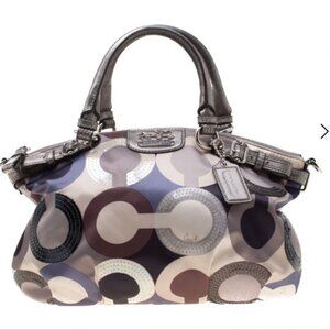 RARE! Coach Madison Op Art Multicolor Satin Leather Sequins Satchel Bag Ex Cond